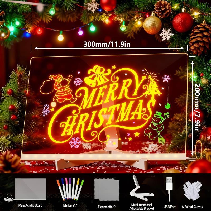 🔥50% OFF Black Friday |Led Drawing Board For Kids-Acrylic Dry Erase Light-Up Board with Stand Markers Wipes Spray Bottle