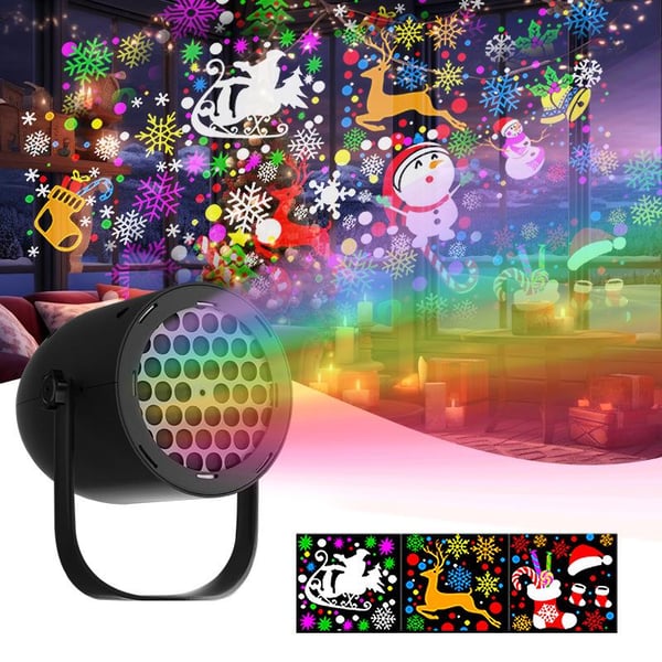 🎄 LED Christmas Projector | 16 Patterns ✨ USB 5V/1A 🚗🏠 Holiday Ambience Lamp