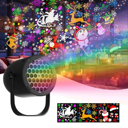🎄 LED Christmas Projector | 16 Patterns ✨ USB 5V/1A 🚗🏠 Holiday Ambience Lamp