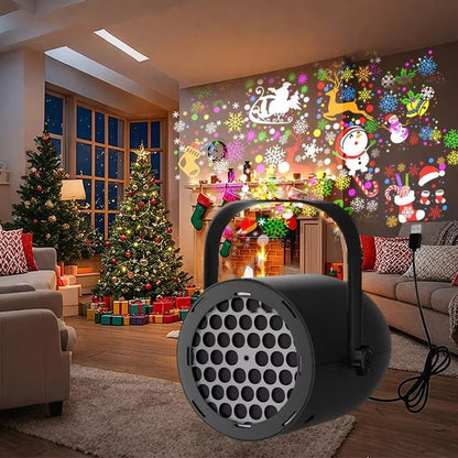 🎄 LED Christmas Projector | 16 Patterns ✨ USB 5V/1A 🚗🏠 Holiday Ambience Lamp