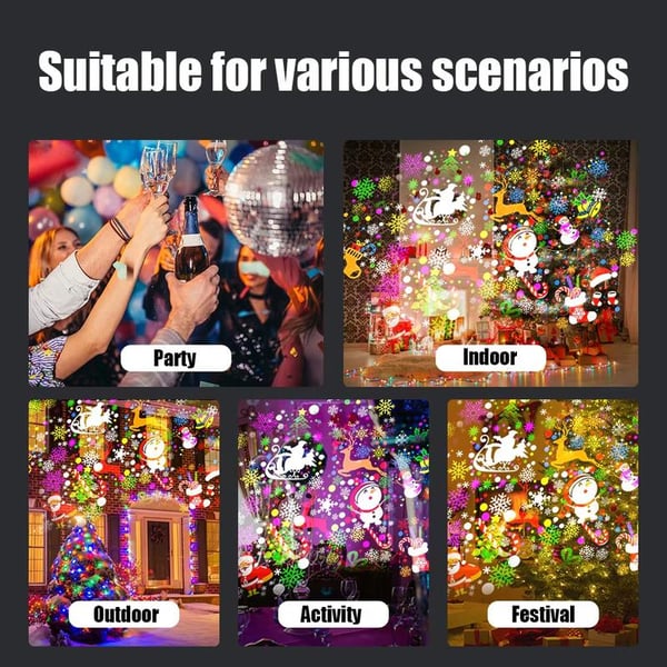 🎄 LED Christmas Projector | 16 Patterns ✨ USB 5V/1A 🚗🏠 Holiday Ambience Lamp