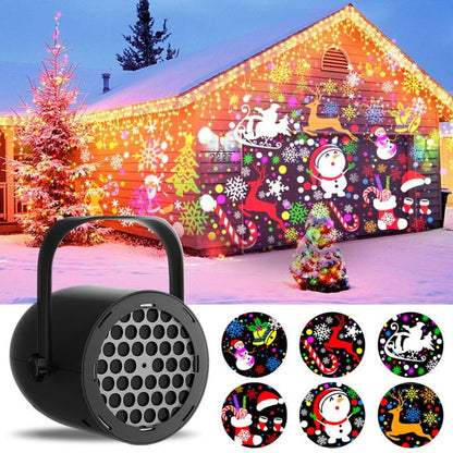 🎄 LED Christmas Projector | 16 Patterns ✨ USB 5V/1A 🚗🏠 Holiday Ambience Lamp
